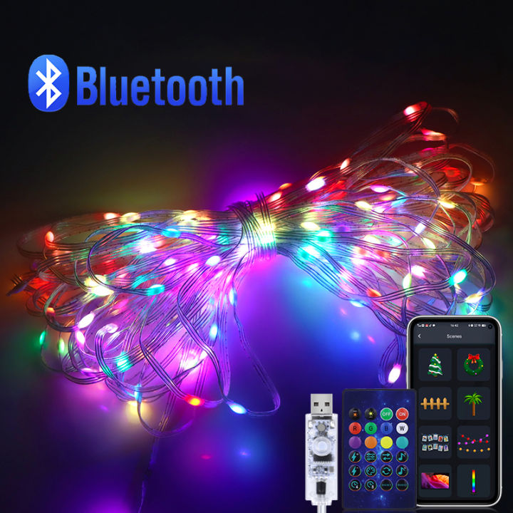 USB Port RGB LED String Fairy Lights WS2811 Smart Bluetooth App Control ...