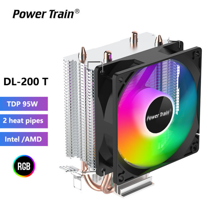 Power train CPU Cooler 2 Heat Pipes PC Radiator 3PIN Silent RGB Cooling ...
