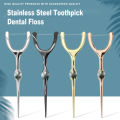 Portable Stainless Steel Toothpicks Pocket Set Reusable Metal Toothpicks Cleaning Kit Dental Floss For Travel Teeth Sticks.