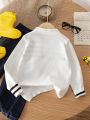 1-piece set of boys' and boys' college style lapel striped thin sweater knitted sweater suitable for school daily leisure in aut. 