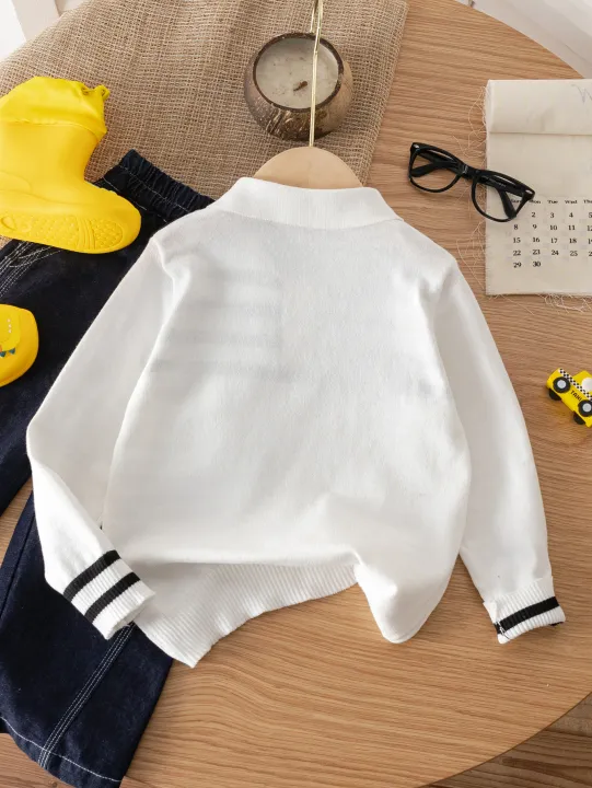 1-piece%20set%20of%20boys'%20and%20boys'%20college%20style%20lapel%20striped%20thin%20sweater%20knitted%20sweater%20suitable%20for%20school%20daily%20leisure%20in%20aut%20-%20Image%202