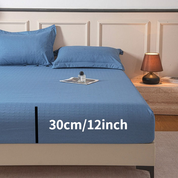 New%20Embossed%20Brushed%20Microfiber%20Fitted%20Sheet%20Deep%20Pocket%20360%C2%B0%20with%20Elastic%20Band%20Soft%20Breathable%20Queen%20King%20Mattress%20Cover%205-28cm%20-%20Image%202