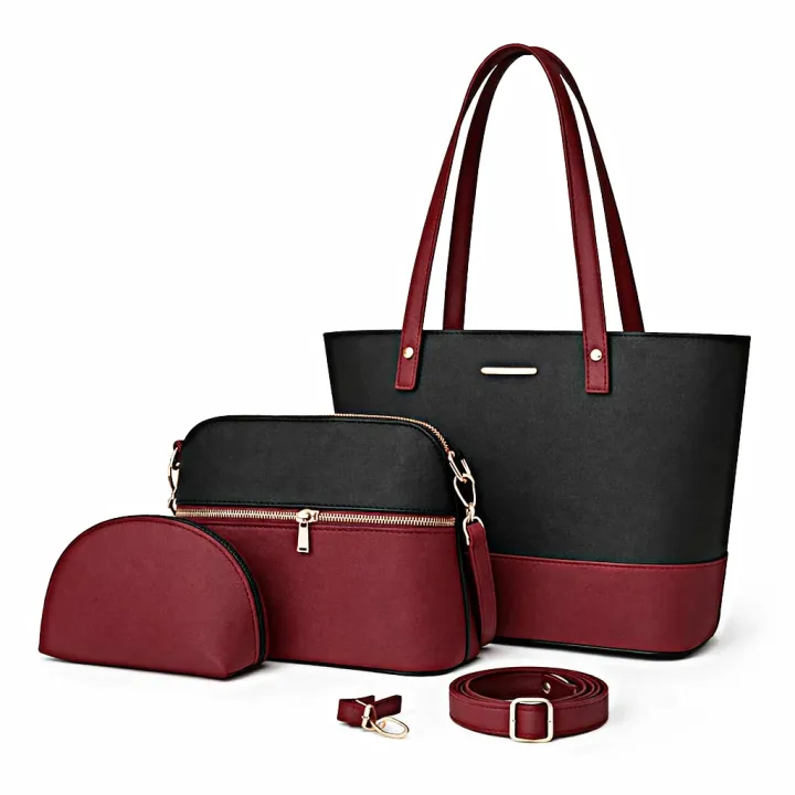 3-Piece%20Dual-Tone%20Women%E2%80%99s%20Handbag%20Set%20-%20Textured%20PU%20Leather%20Large%20Tote%20with%20Tassel%20Detail%20-%20Matching%20Crossbody%20Messenger%20Purse%20&%20Mini%20Pouch%20for%20Ladies%20-%20New%202026%20Office%20&%20Party%20Wear%20Collection%20-%20Image%204