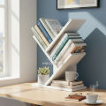 Tree-shaped Bookshelf Desktop Book Organizer Modern 3-Tier Bookshelf For office and Home Wooden Book Storage Rack Space-Saving. 