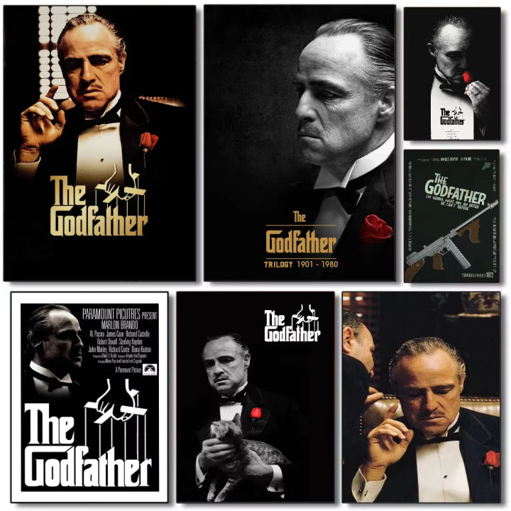 Classic Movie Gangsters The Godfather Poster HD art canvas painting home living room bedroom bar aesthetic decoration