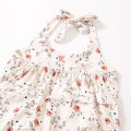 Summer female infant small flower grass print neck jumpsuit. 