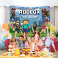 2026 Roblox Game Backdrop for Kids Birthday Party Hot Theme Boys Photo Booth Background Wall Hanging Decoration. 