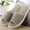 2024 New Linen Shoes Women And Men Household Slippers Home Floor Shoes Summer Women's Mute Slippers Sandals Women Slippers. 