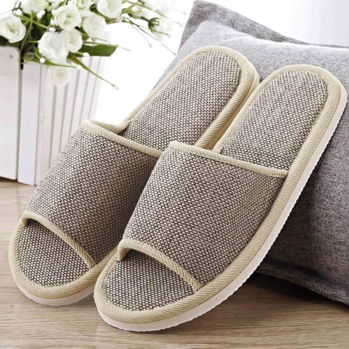 2024 New Linen Shoes Women And Men Household Slippers Home Floor Shoes Summer Women's Mute Slippers Sandals Women Slippers