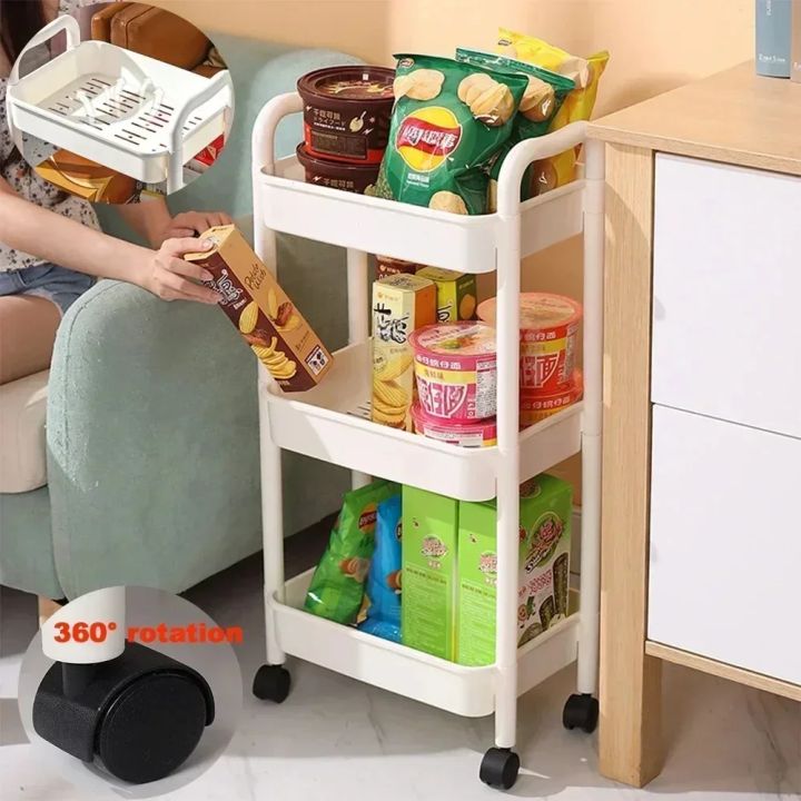 Bookshelf Storage Trolley Mobile Kitchen Organizer Cart With Wheels