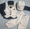 5pcs PARTY DRESS SET FOR KIDS ( full sleeves shirt , full pant , vest/koti and bow tie ).