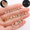 1 Piece Surgical steel & Copper Cz Crown Long Bar EAR Helix Piercing Tragus Stud Conch Earring Piercing. 