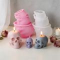 3D Skull Head Candle Silicone Mold DIY Horror Theme Epoxy Resin Craft Skeleton Shape Festive Halloween Decorations Creative . 