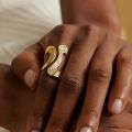 Rust Proof Stainless Steel Big Personal Ring Stylish Creative Minimalist Metal Statement Waterproof Jewelry for Women.