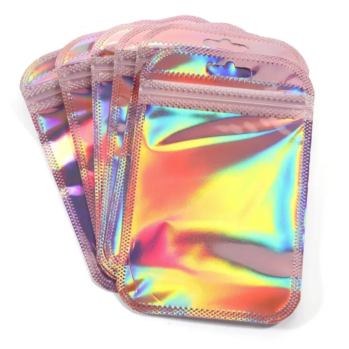50/100pcs%20Iridescent%20Self%20Sealing%20Bags%20Pink%20Laser%20Plastic%20Pouches%20Resealable%20Zip%20Lock%20Packaging%20for%20Jewelry%20Display%20Retail%20Bags%20-%20Image%205
