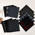 6 Packs of Men's Pure Cotton Plaid Handkerchiefs, Gentleman's Suit Flap Pocket Pants Squares, Thin Sweat Towels, Wedding and Holiday Supplies.