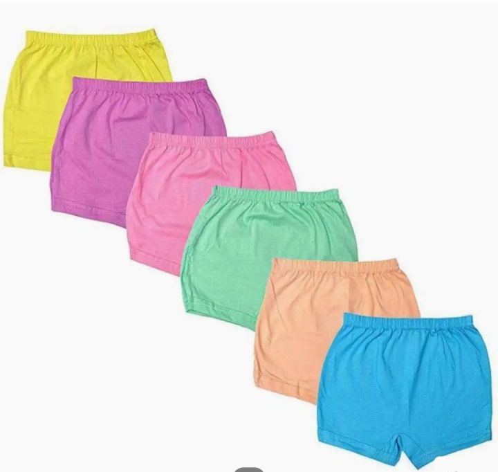 Baby Pantie / Kids Pantie 12 Pcs Set Regular Fit Innerwear Plain Cotton Shorts Nikar Half Pants Multi - Color For Unisex