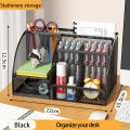 Mesh Pen Holder and Organizer Office Supplies with 7 Compartments, Desktop Organizer with Drawer, Metal Pen Holder for Desk. 