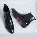 Chelsea Boots for Men Red Sole Pu Ankle Business Round Toe Slip-On Mens Boots Free Shipping Size 38-46 Men Shoes. 