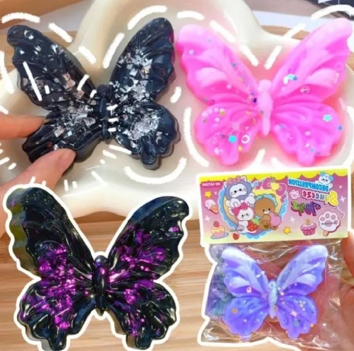 Butterfly  Squishy, ButterflySquishy Stress Relief Toy, Ultra Soft Fufu Taba Squishy, Anti-Stress Butterfly Toy, Squeeze Toy for Adults & Children, Decompression Squeeze Toy
