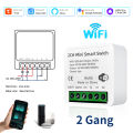 Mini 100-240V 16A WiFi Smart Switch Intelligent Interruptor 1/2CH Relay Breaker Tuya/Smart Life App Works with Alexa  Home. 