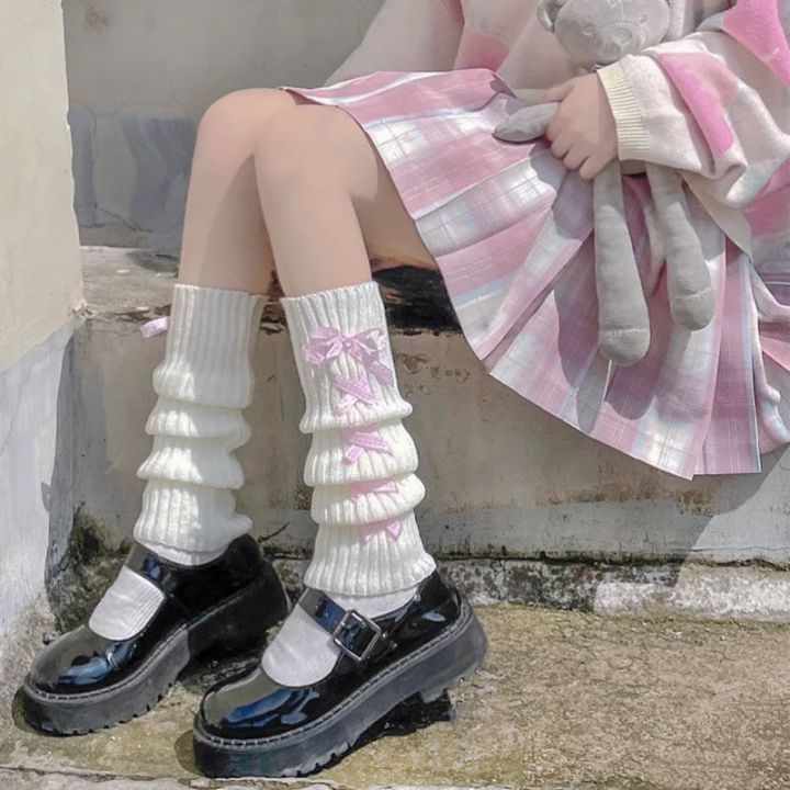 Ribbon%20Bow%20Leg%20Warmers%20Japanese%20Style%20Lolita%20Long%20Socks%20Women%20Gothic%20Legging%20Gaiters%20Knee%20Goth%20Winter%20Knitted%20Cuffs%20Ankle%20Warmer%20-%20Image%204