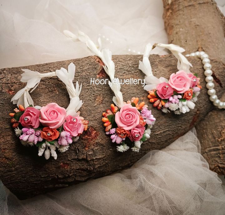 Pink Rose Flower Jewellery Set Flower Haldi Real Rose Flower