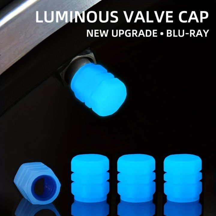 4Pcs Core Gas Nozzle Cover Car Valve Cap For Car Tyre Nozzles Decoration Motorcycle Tire Bike Wheel Dustproof Glowing Valves