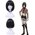 Mikasa Ackerman Bob Synthetic Wig Black Short Hair Silky Straight Synthetic Wigs Attack on Titan Cosplay Wigs. 