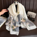 Luxury Women Hijab Shiny Lace Scarf Silk Soft Wool Shawls and Wraps Embroidery Flower Thin Scarves Foulard Female Bufanda New. 