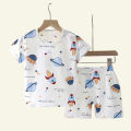 Popular in SummCottonSafe Baby Children Clothes  Set Cute Cartoon Short Sleeve Home Pajama Set Sleepwear Soft Breathable. 