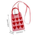 Korean Fashion Heart Knitted Mini Square Handbag for Women Small Mobile Phone Shoulder Bags Girls Cute Outdoor Crossbody Bags. 