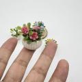 1Pcs Doll House Living Room Scene Decoration Mini Rose Plant Potted Plants Model Miniature Landscape Handicrafts. 