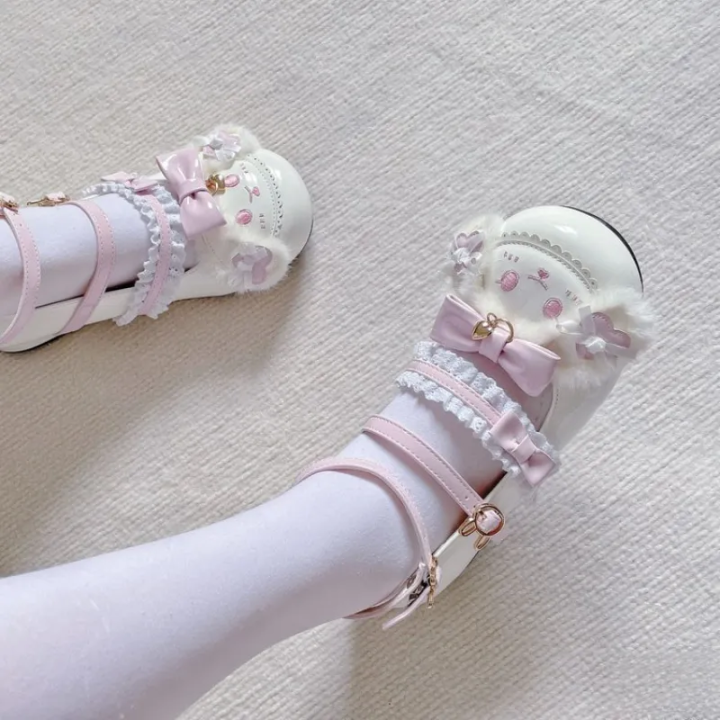 Women's Lolita Mary Jane Shoes, Mid-Heel Round Toe Bow Pumps, Sweet Cute Style, Suitable for Students, Daily and Party Wear.