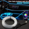 2/3/4/5M RGB Car Interior Ambient LED Light Strip Invisible USB Fiber Optic Atmosphere Lamp Support APP Control. 