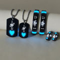 6 pieces/set luminous love Heart Beating pattern Couple necklace Bracelet Ring Cute wind ladies fashion love promise for your he. 