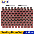CMCP 11-102pcs Sanding Drum Kit 80 100 120 Grit Sanding Bands with Mandrels for Dremel Sleeves For Electric Mini Angle Grinder. 
