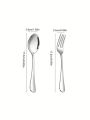 2/8/12/24pcs Stainless steel fork and spoon set, suitable for home kitchen, restaurant, wedding, party, kitchen, Christmas .