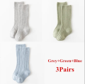 3Pairs/Lot Baby Knee High Socks Kids Girls Boys Soft Cotton Long Sock Cute Spanish Stripe Solid Children Socken For 0-8Years. 