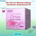Olo Ha For Women Climax Condomn Anatomical Fit, Dotted For Extra Pleasure, With Long-Lasting Hyaluronic Acid Pack Of 10's. 