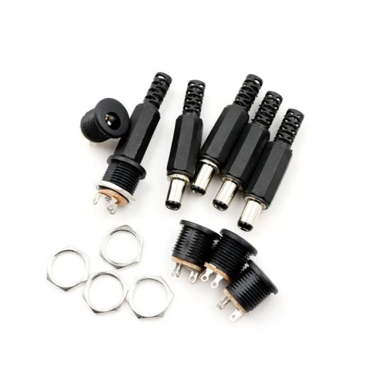 DC Male Jack and Female Socket Round Combo Pack - 2.1mm - Set of 10Pcs / 5Pair | Convenient Power Connectors for Various Applications