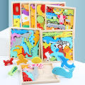 Cartoon Animal 3D Puzzles Fruit and Vegetable Vehicle Learning Montessori Jigsaw Game Kids Wooden Educational Toys for Children. 