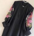 Stitched two Piece Linen bazo embroidery stitched dress for girls. 