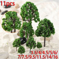 11Pcs Green Tree Model Mixed Size Artificial Trees Train Railway Diorama Layout Scenery Miniature Tree Landscape Decoration. 