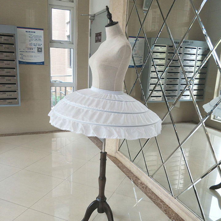 Children%20Girls%203%20Steel%20Hoops%20White%20Petticoat%20Wedding%20Gown%20Dress%20Underskirt%20Elastic%20Waistband%20Drawstring%20A-Line%20Skirt%20Edge%20-%20Image%205