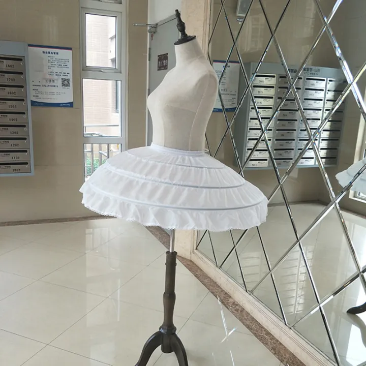Children%20Girls%203%20Steel%20Hoops%20White%20Petticoat%20Wedding%20Gown%20Dress%20Underskirt%20Elastic%20Waistband%20Drawstring%20A-Line%20Skirt%20Edge%20-%20Image%205