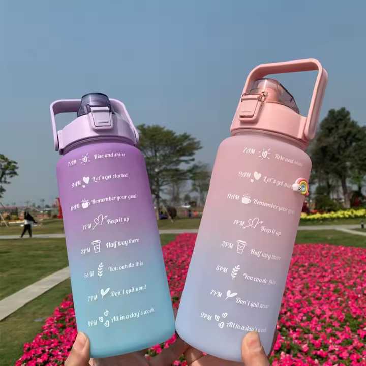 1pc%20Gradient%20Frosted%20Water%20Bottle%20With%20Handle%20Outdoor%20Portable%20Straw%20Cup%20-%20Image%203