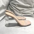 Summer Women Pumps Sandals PVC Jelly Slippers Open Toe High Heels Women Transparent Perspex Slippers Shoes Heel Clear Sandals.