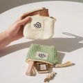Women's Small Matcha Green Makeup Bag Portable Coin Purse Commuter Lipstick Headphones Storage Bag Double Canvas Chain Key Case. 