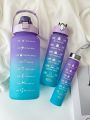 Motivational Water Bottle Set of 3 with Time Marker, Leakproof Durable Non-Toxic Sipper Water bottle for office, School Gallon Water bottle for gym. 